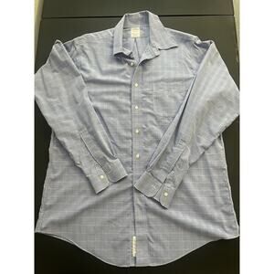 Brooks Brothers 16 36 Adult Blue Plaid Non Iron Classic Button Down Shirt Mens